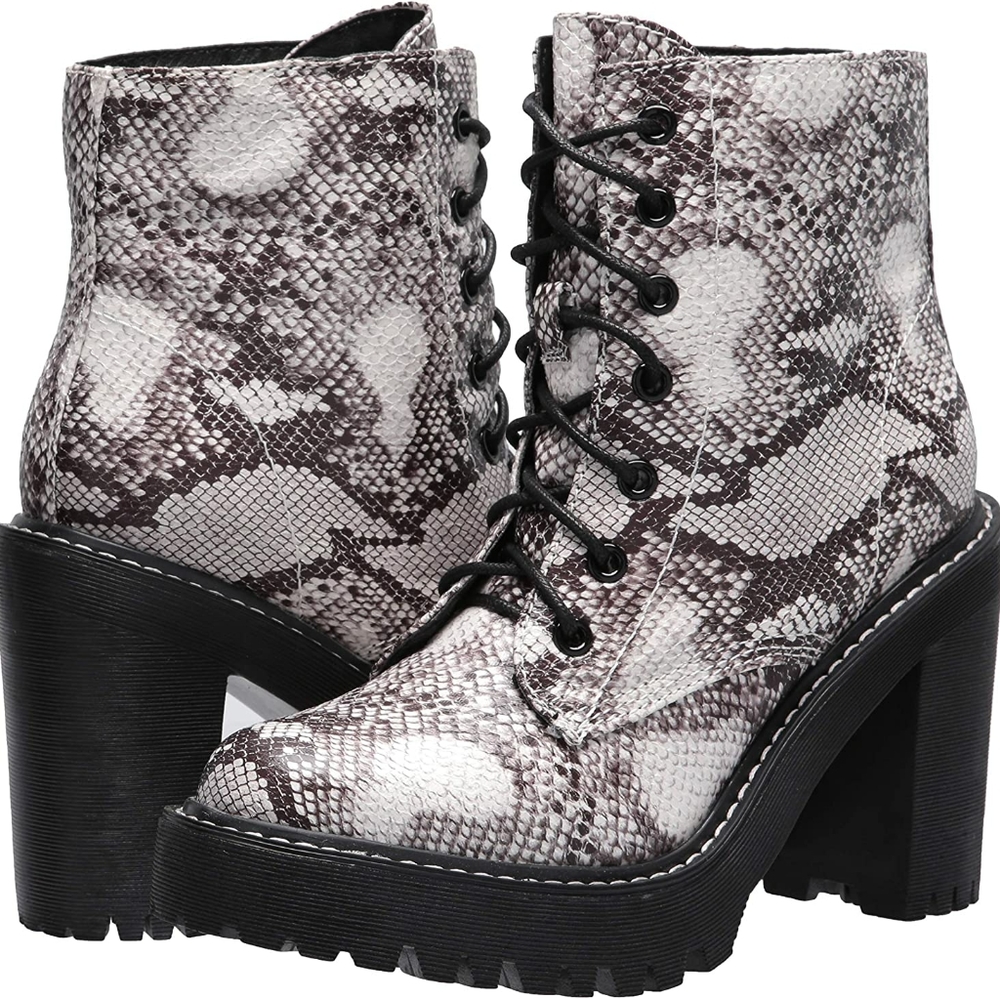 Madden Girl Archie Lug Platform Snakeskin Booties